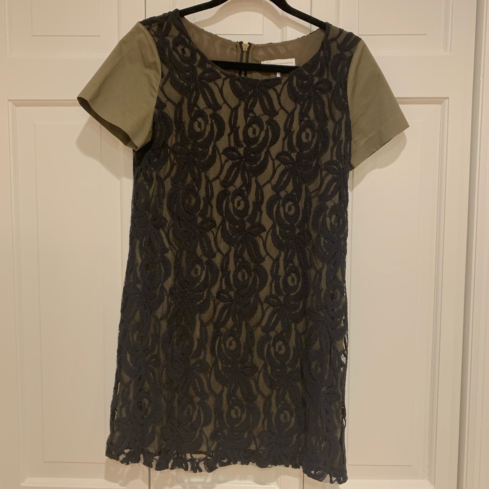 French connection UK style olive/black lace shift